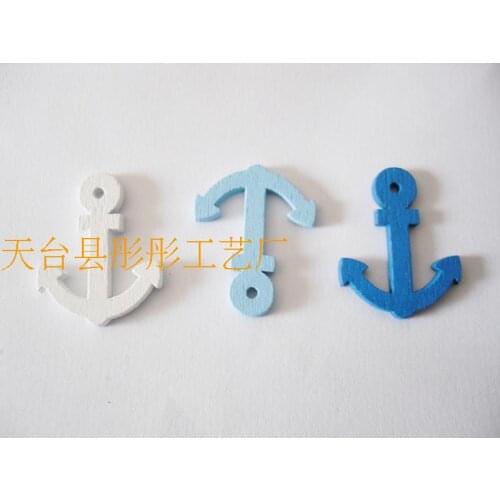 200pcs New Color Mixed Colored Wooden anchor Buttons One Holes Handmade DIY Home Decoration Sewing Accessories 23mmx19mmx2mm