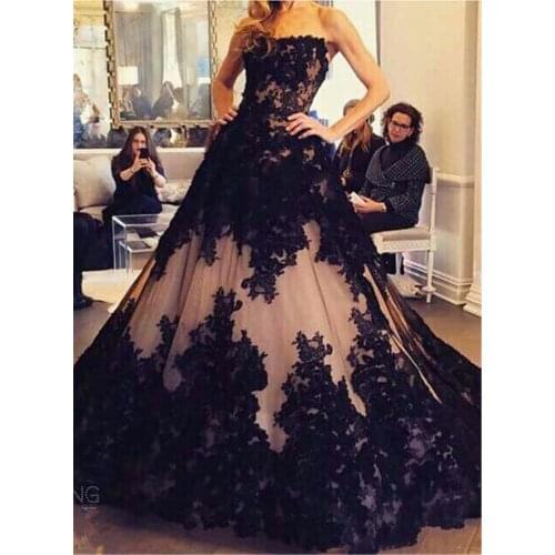 2020 Vintage Gothic Bridal Wedding Gown Plus Size Sweetheart Sweep Train Black Lace-Up Ball Gown Wedding Dress Custom Made