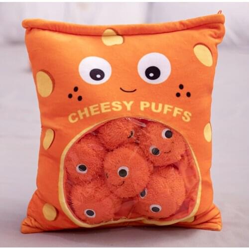 9pcs/set a Bag of Cheesy Puffs Toy Stuffed Soft Snack Pillow Plush Puff Toys Baby Birthday Christmas Gift Kids Girl Room Decor