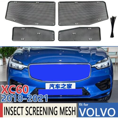 Car Front Grille For VOIVO XC60 MK2 2018 2019 2020 2021 Insert Net Insect Screening Mesh Cover Trim Protection Covers fitting