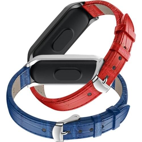 Stainless Steel Genuine Leather Bracelet For Xiaomi Mi Band 3/4 Watch Wrist Strap Bracelet
