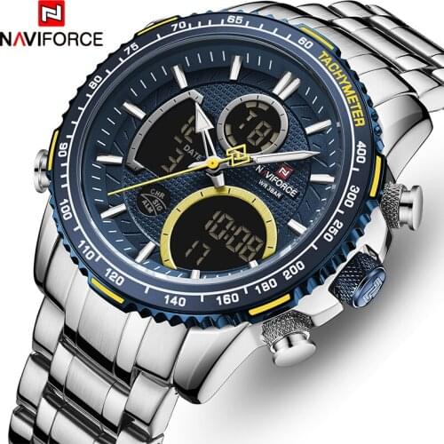 NAVIFORCE Men Watch Sport Top Brand Big Dial Sport Watches Mens Chronograph Quartz Wristwatch Date Male Clock Relogio Masculino