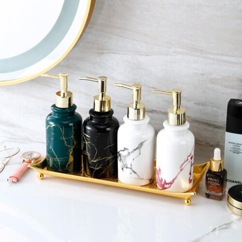350ml Marbled Ceramic Soap Dispenser Nordic Bathroom Hand Sanitizer Shower Gel Shampoo Bottle Liquid Replace Empty Sub-bottle