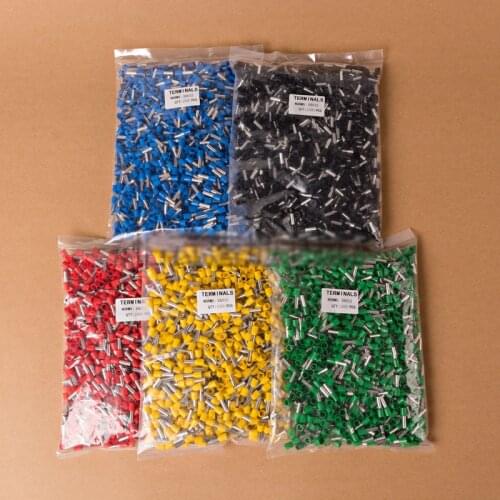 E6012 1000pcs 10 AWG 6mm2 Insulated Cord End Terminal Wire Ferrules VE6012