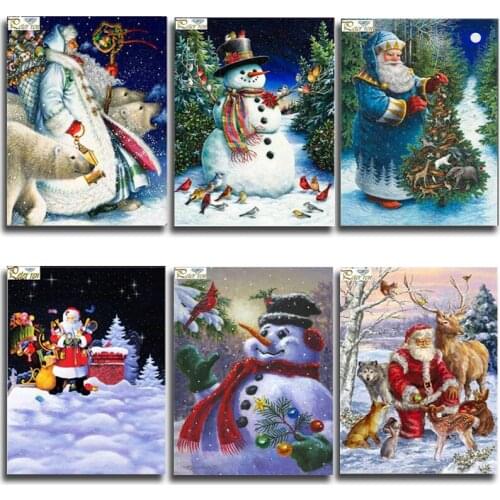 Peter ren DIY Diamond Painting Cross stitch New Year gift 5d Round Rhinestones Mosaic full Diamond Embroidery Christmas snowman