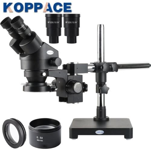 KOPPACE 3.5X-90X Black Stereo Binocular Microscope Mobile Phone Repair Microscope 144 LED Ring Light Includes 10X 20X Eyepiece