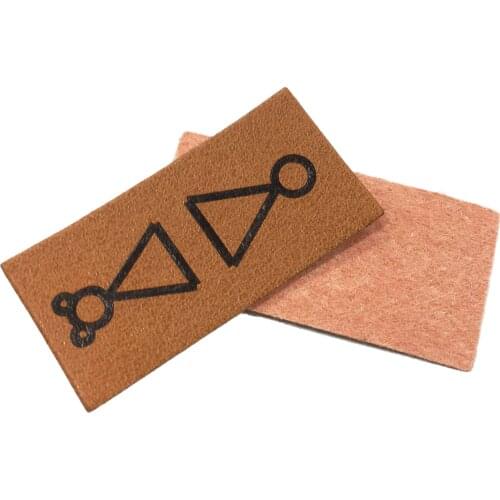 Custom Name Logo Center Fold Leather Label Patches For Shirt And Jacket