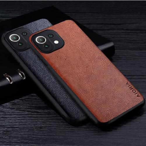 Luxury Leather Case For Xiaomi Mi 11 Pro Lite Ultra Retro Litchi Hard PU Material Soft TPU Cover for mi 11 lite 5g phone case