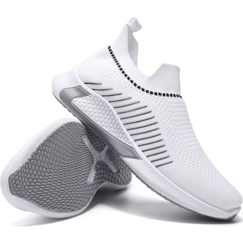 White Black Shoes Men Sneakers with Platform Breathabe Mesh Nonslip Men Causal Shoes Lace-up Scok Sneakers Male Tenis Footwear