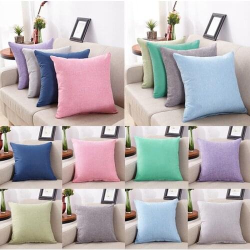 40×40cm Linen Cushion Cover Solid Color Throw Pillowcase Sofa Couch Chair Bed Pillow Cases Home Decorative