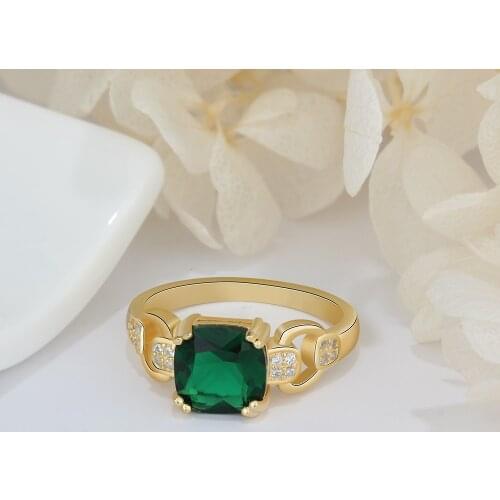 Fashion Green Square Cubic Zirconia Rings for Women Vintage Female Ring Jewelry for Women Ladies