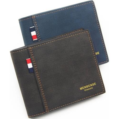 Fashion PU Leather Wallet For Men Young Man Slim Wallets Bifold Purse Student Soft Luxury Quality Money Clip Short Style Purses