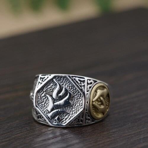 925 STERLING SILVER MENS Om Mani Padme Hum Vintage Thai Ring Jewelry A5435