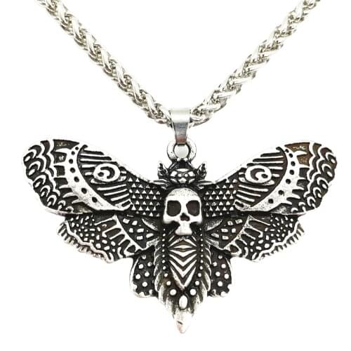 Nostalgia Skull Jewelry Insect Death Moth Jewelry Gothic Butterfly Pendant Necklace