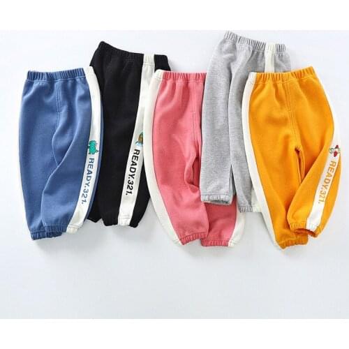 2021 New Children Sports Pants Autumn Spring Baby Boys Girls Trousers Warm Letter Printed Toddler Sweatpants Casual Kids Clothes