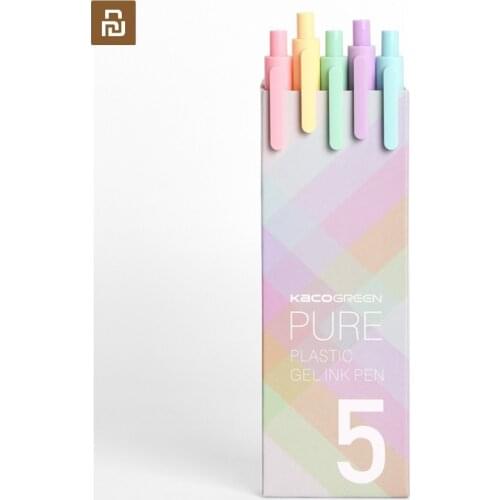 New youpin Kaco macarons candy color 5pcs colorful pen 0.5mm black ink Smooth Writing Durable Mi Signing pens