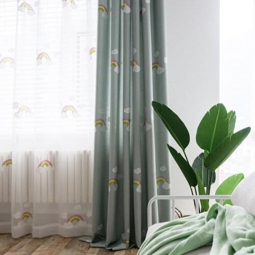 New Cute Childlike Spot Curtains Modern Childrens Curtains Simple Cotton Multicolor Embroidery Curtains for Living Room Bedroom