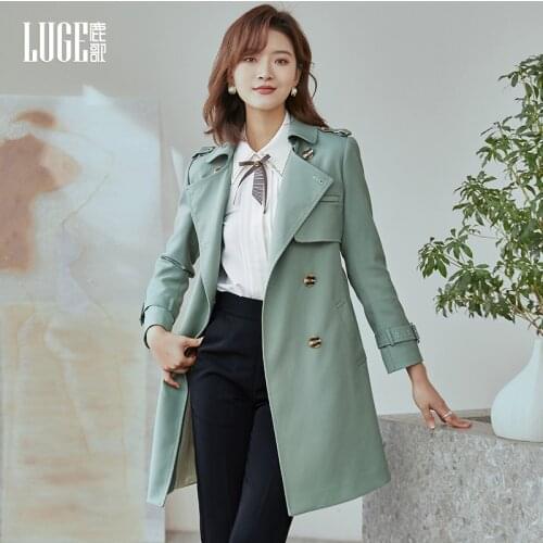 2021 autumn clothes new fashion temperament slim fit small coat high-end atmospheric windbreaker womens medium and long