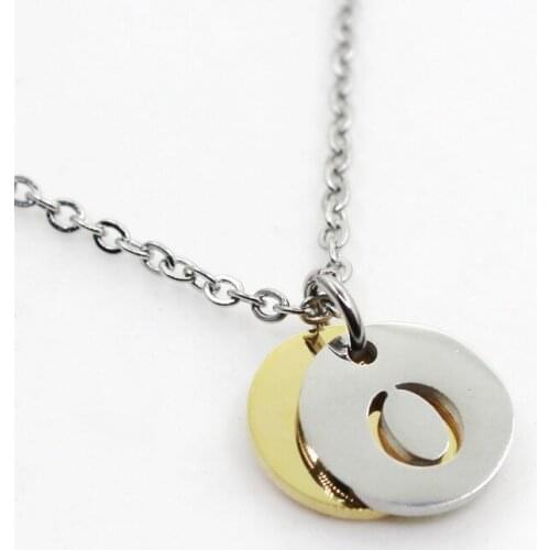 Stainless Steel Initial Alphabet O Necklace Pendant Women Men Jewelry Stainless Steel Round Coin Letter Necklace Jewelry