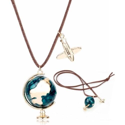 Globe Necklaces & Pendants Aircraft Retro Jewelry Necklace Men Womens Trendy Accessories Leather Rope Necklace Souvenirs