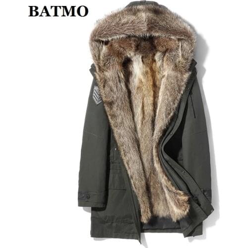 BATMO natural Raccoon fur collar&liner hooded parkas men,mens winter warm hooded jackets ,mens fur coat X29011