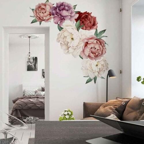 Peony Rose Flowers Wall Art Sticker Decals Kid Room Nursery Home Decor Gift