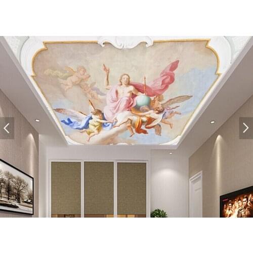 Custom ceiling wallpaper. Angel oil painting for the living room bedroom ceiling background wall vinyl papel de parede