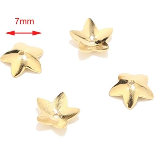 7MM Stainless Steel Flower Bead Cap Spacers 5-Petal Golden 50pcs/lot
