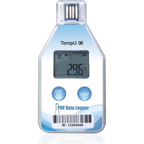 Temperature Data Logger TempU08 USB 2.0 Recorder PDF Report Disposable Single Use IP67 32000 RAM For Cold Chain Fruit 43% OFF