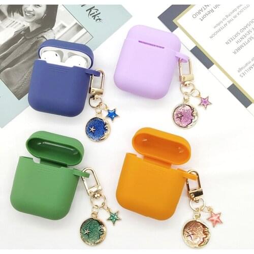 Cute Space Star Silicone Case for Apple Airpods 1 2 Accessories Bluetooth Earphone Cases Headphones Box Protect Cover Key Ring