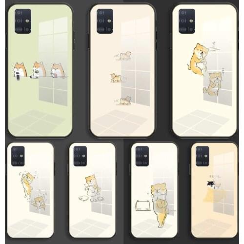 Cartoon cute Shiba Inu Soft Silicone Glass Case For Samsung Galaxy A10 A20 A30 A40 A50 A70 A31 A51 A71 Balck Cover