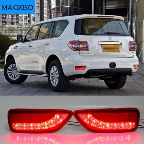 LED Dynamic Turn Signal For Nissan Patrol Y62 2014-2019 Multi-function Rear Fog Lamp Bumper Light Auto Brake Light Reflector 2PC