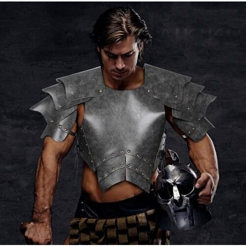 2021 Halloween Party Decoration Warriors Adult PU Leather Medieval Warrior Role-playing Armor Fancy Dress Party Stage Props DIY