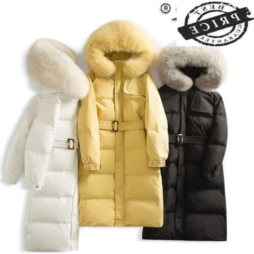 Thicken Warm Fashion Long Women Jackets Real Fox Fur Collar Womens Down Jacket Coat Female Parkas Feminimo De Inverno 16a