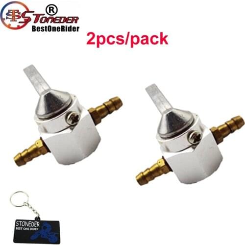 STONEDER 2x Green 1/4" 6mm Gas Petrol Fuel Tank Tap Inline Petcock Valve Switch For 4 Wheeler Pit Dirt Bike Motorcycle ATV Quad