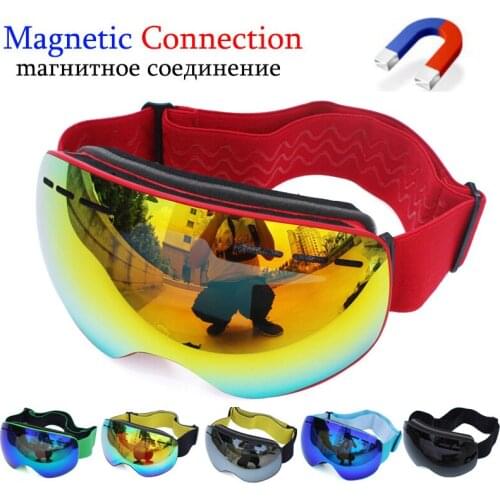 UV400 Protection Magnetic Lens Ski Goggles Anti-fog Snowboard Goggles for Men & Women Skiing Glasses