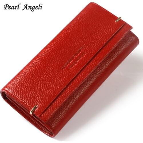 Genuine Leather Women Clutch Wallet Rfid Female Long Coin Purse Women Luxury Leather Wallet Long Lady Handy Card Holder Purses