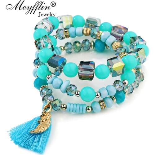 Bijoux Charm Bracelets for Women Jewelry Pulseras Mujer Fashion Crystal Beads Bracelets & Bangles Multilayer Pulseira Masculina