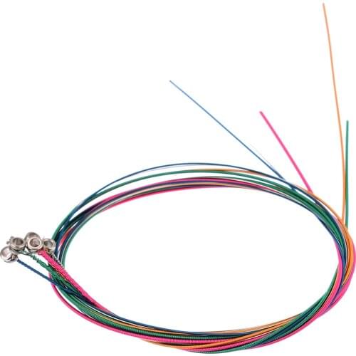 1 Set 6Pcs Acoustic Guitar Rainbow Colorful Steel Strings E-A For Beginners Hot Sale
