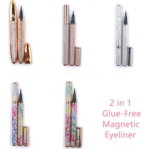 10 Pcs Magic Self Adhesive Lashes Eyeliner Long Lasting No Glue Delineador Quick Drying Eyelashes Sticking Eye Liner Pencil