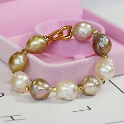 13-14mm south sea baroque multicolor pearl bracelet 7.5-8"
