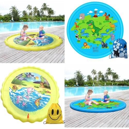 170cm Inflatable Sprinkler Sprinkle Splash Play Mat Pad Water Toys with Storage Bag for Kids Outdoor Beach Toys Water Spray Mat