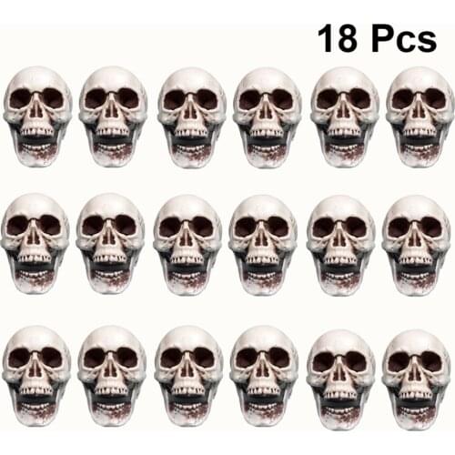 18pcs Halloween Skull Head Prank Props Mini Terrifying Skull Decor Plastic Skeleton Ornament For Haunted House Roombreak Party