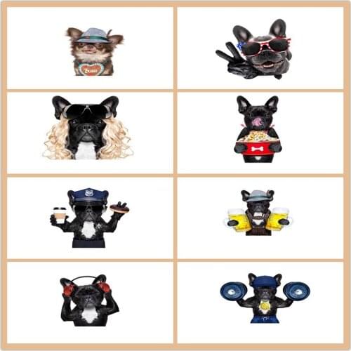 4pcs/lot Cool Fashion Animals Bulldogs Head Holding Coffee Beer Mic Heat Transfer Sticker DIY Clothes Patches Applique 2020 New