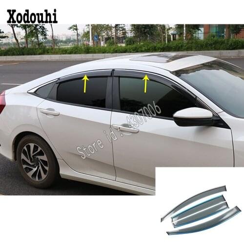 Car Styling Body Cover Plastic Window Glass Wind Visor Rain Sun Guard Vent 4pcs For Honda Civic 10th Sedan 2016 2017 2018 2019