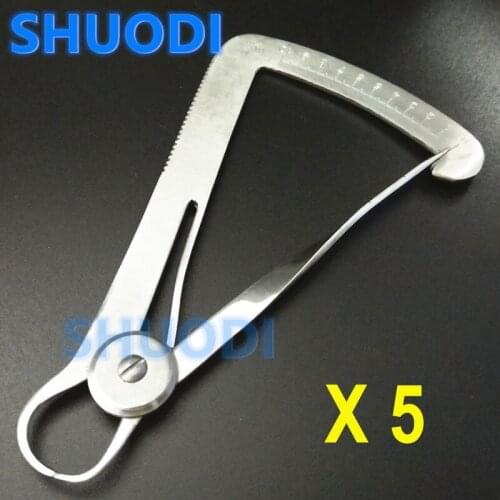5pcs Dental Crown Gauge Caliper Stainless Steel Dental Lab Laboratory Metal Ruler Product Dental Ruler
