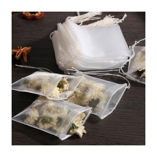 50pcs/lot Empty Tea Bag Nylon Material Teabags With String Heal Seal Filter Bag Paper for Herb Loose Tea 5sizes