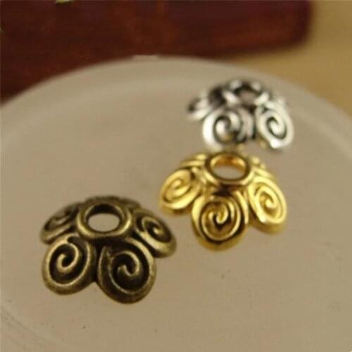 50pcs/lot 10mm Spacer Flower End Cups Spacer Beads Caps Charms Bead For DIY Jewelry Making Findings