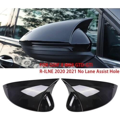 Black Side Mirror Rearview Mirror Cover Cap Ox Horn for Golf 8 MK8 GTE GTD-R-Line 2020 2021