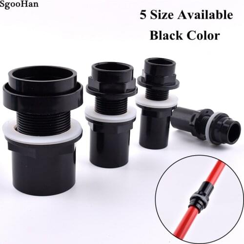 Black Thickened 20~50mm PVC Pipe Aquarium Fish Tank Drain Joint Home Garden DIY Water Inlet Outlet Tank Tube Connectors